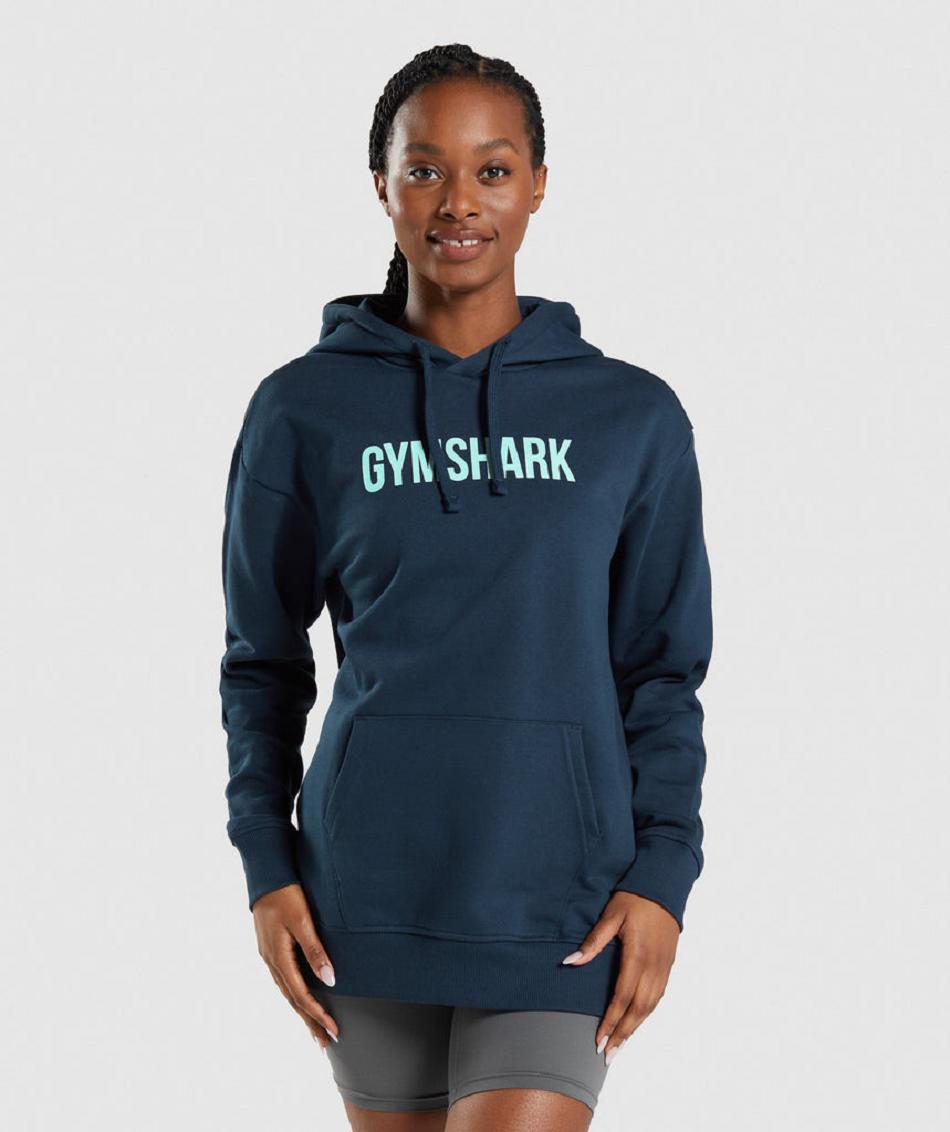 Sudadera Con Capucha Gymshark Apollo Oversized Mujer Azul Marino | CO 2034KOR